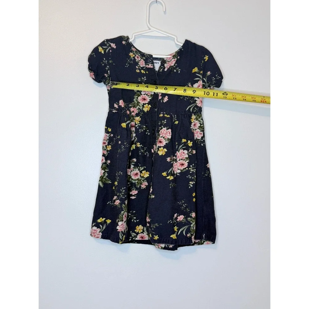 Old Navy Girls Floral Button Front Dress Navy Blue‎ 4T